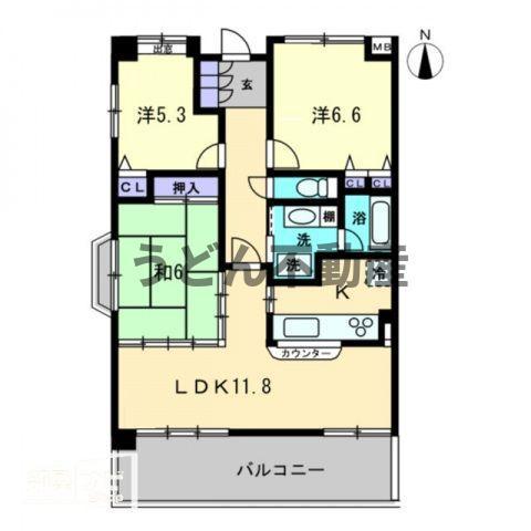 サウスフォレスト(3LDK/7階)の間取り写真