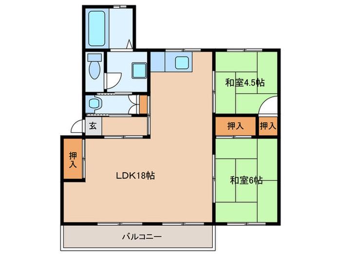 公社清和台4号棟3階(2LDK/3階)の間取り写真