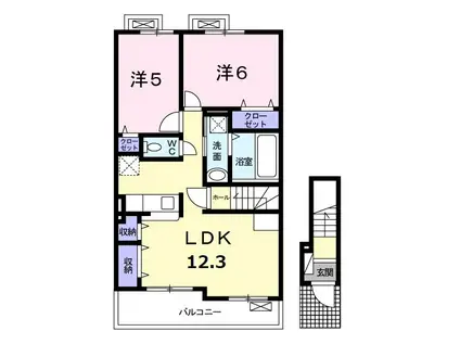 クオーレ C(2LDK/2階)の間取り写真