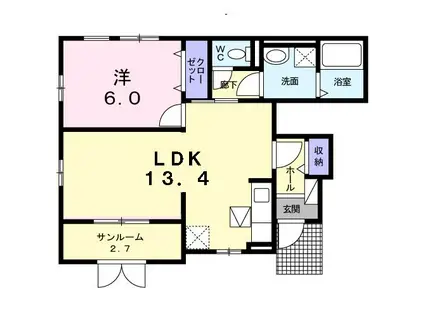 エスペランサ(1LDK/1階)の間取り写真