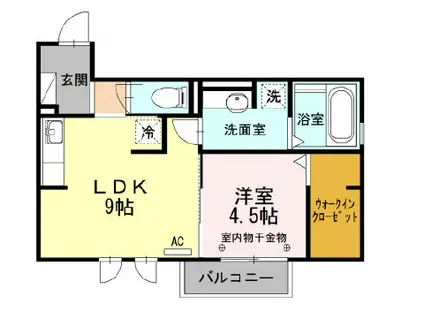 サンライフ A棟(1LDK/1階)の間取り写真