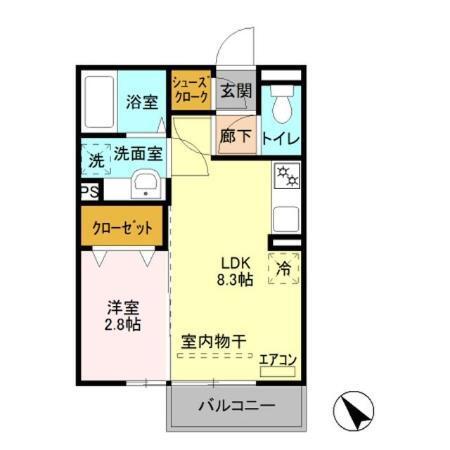 プレシャス上大島II(1LDK/2階)の間取り写真