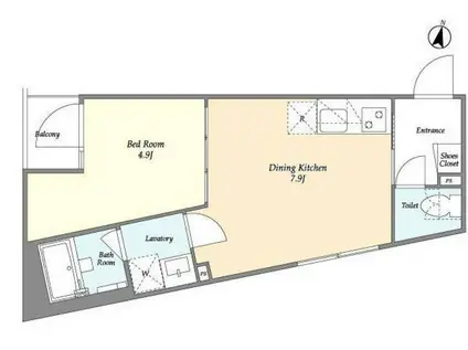 フラッフィ―西早稲田(1DK/7階)の間取り写真