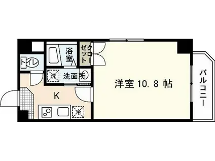 ウイング平和大通(1K/4階)の間取り写真