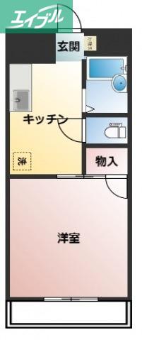 奥田コーポ(1K/2階)の間取り写真