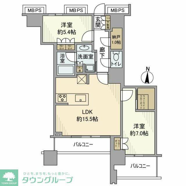 グランドミッドタワーズ大宮スカイタワー(2LDK/10階)の間取り写真