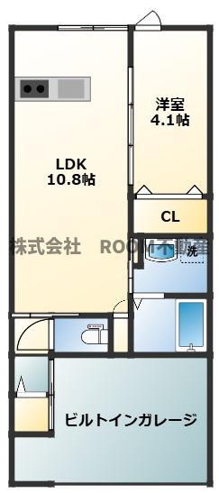 CASTELLO D棟(1LDK/1階)の間取り写真