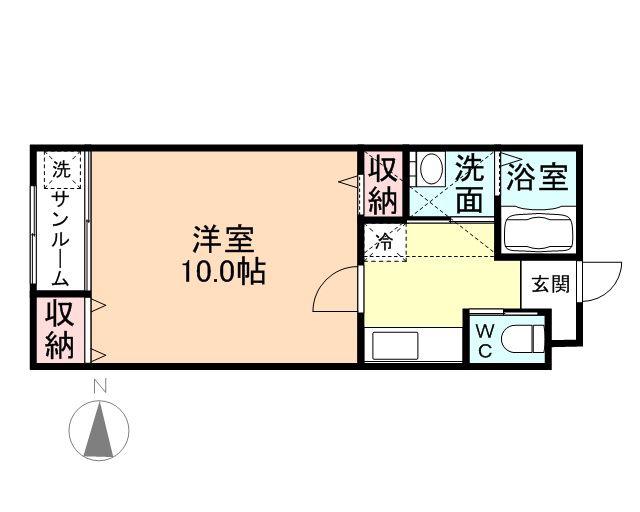 EARLS COURT A棟(1K/2階)の間取り写真
