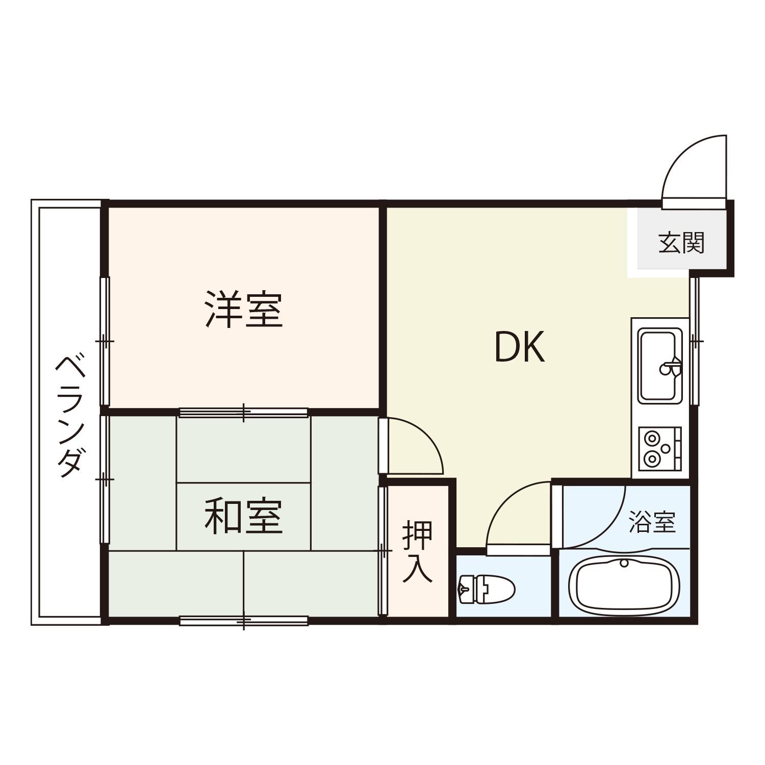 ポルテ東吉津(2DK/3階)の間取り写真