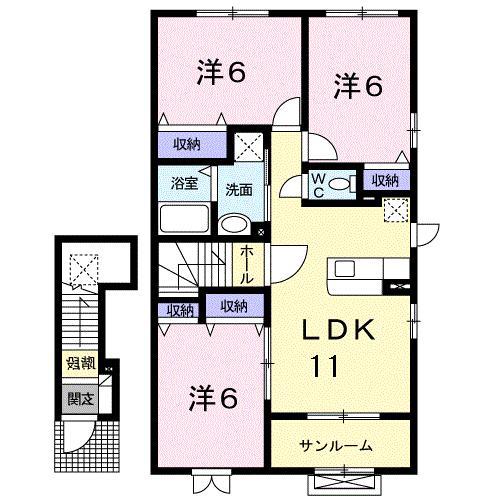メープル城南(3LDK/2階)の間取り写真