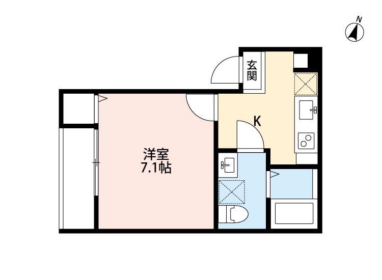 ミライオ元町(1K/2階)の間取り写真
