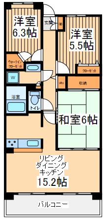 ワイエムレジデンス相模大野(3LDK/3階)の間取り写真
