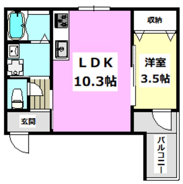 レーヴ茨木元町(1LDK/2階)の間取り写真