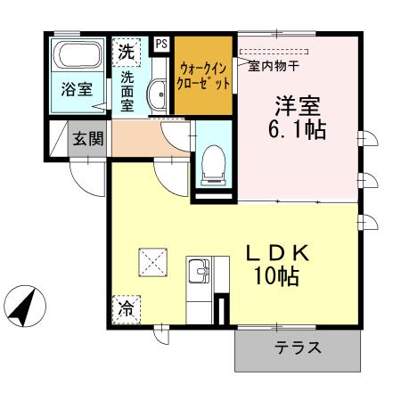 LA MER 桜上水 II(1LDK/1階)の間取り写真