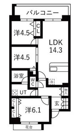 アクティ目黒駅前II(3LDK/1階)の間取り写真