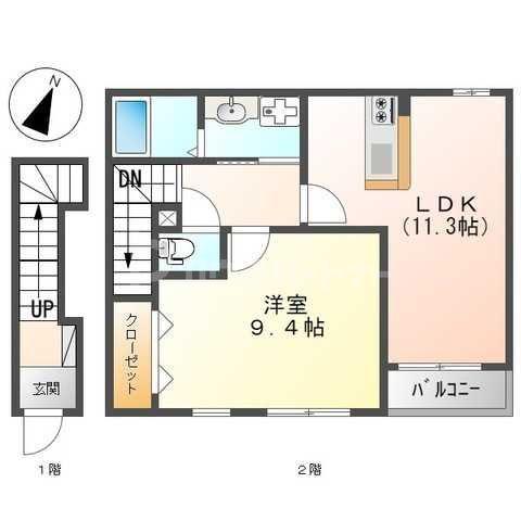 フォーエバービーチ(1LDK/2階)の間取り写真