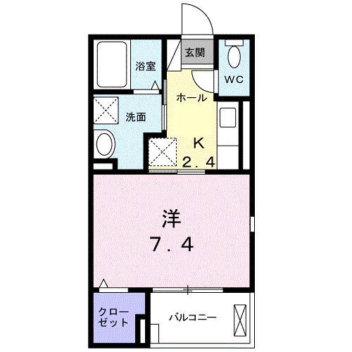 ビューティーヒロII(1K/2階)の間取り写真