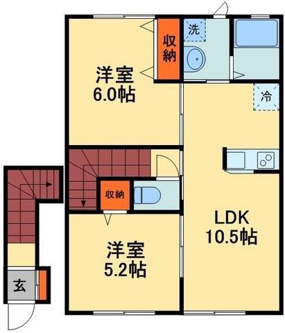 グランボヌール(2LDK/2階)の間取り写真