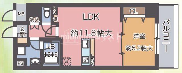 コージー千島(1LDK/4階)の間取り写真