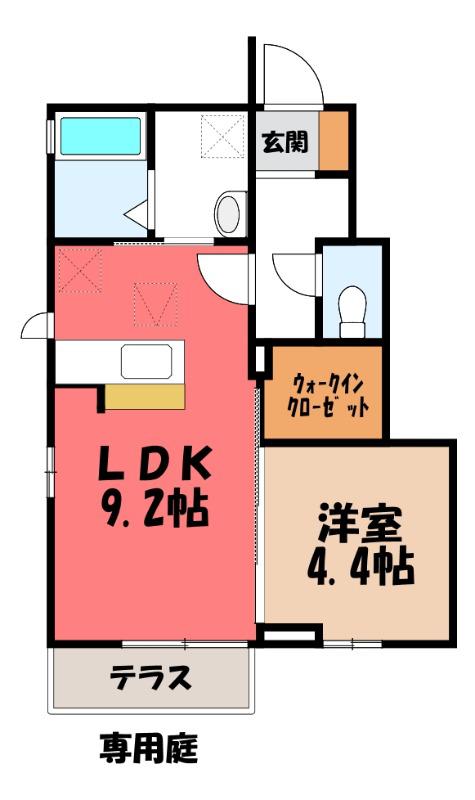 WIT熊谷II(1LDK/1階)の間取り写真