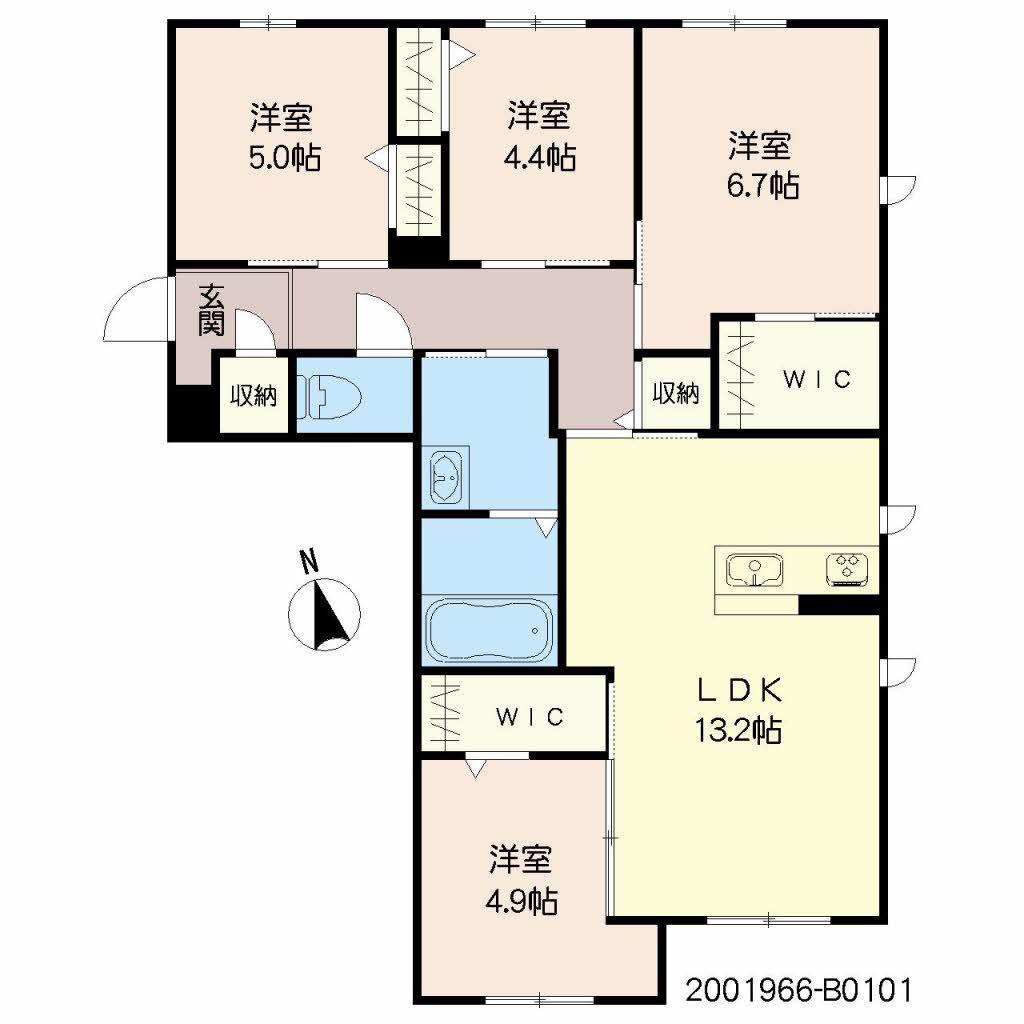 MAST東櫛原 B棟(4LDK/1階)の間取り写真