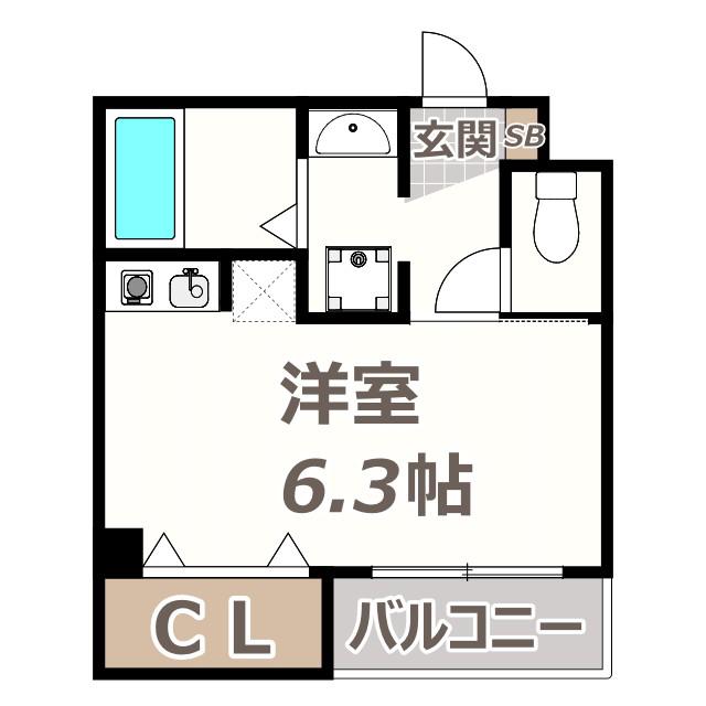 天王寺北Rマンション(ワンルーム/1階)の間取り写真