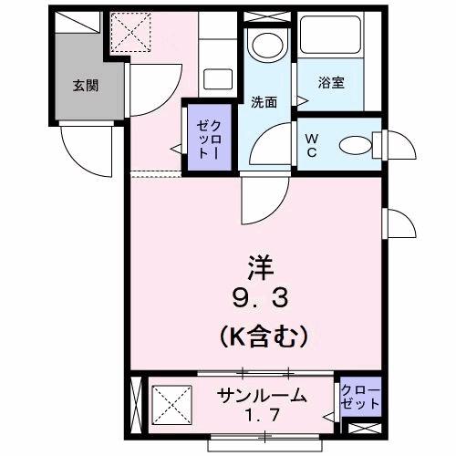 ベルーナ(ワンルーム/2階)の間取り写真