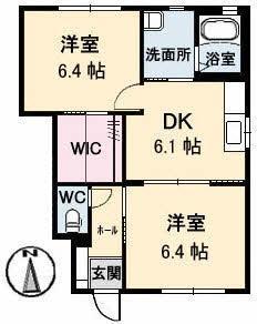 シャーメゾン エメ A・B棟(2DK/1階)の間取り写真