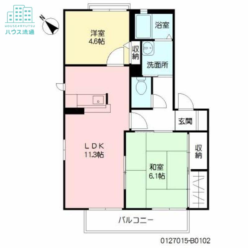 バリュージュRYO B棟(2LDK/1階)の間取り写真