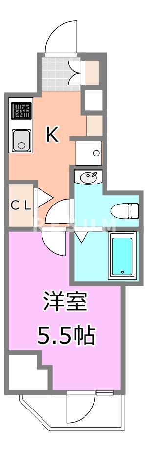 GENOVIA西千葉II(1K/2階)の間取り写真
