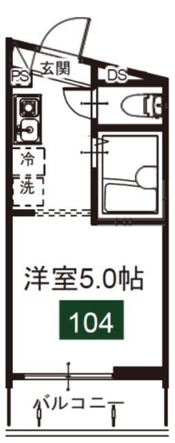 メルディア与野本町IIA(ワンルーム/1階)の間取り写真