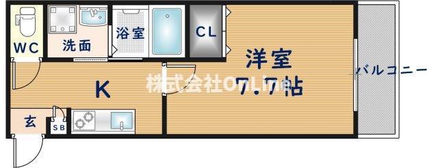 KTIレジデンス小路(1K/1階)の間取り写真