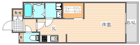 エンクレスト博多駅東(1K/2階)の間取り写真