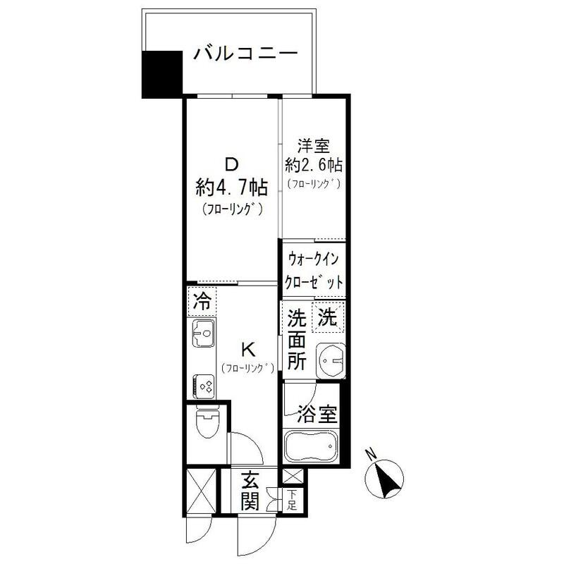サンヒルズ大橋駅(1DK/7階)の間取り写真