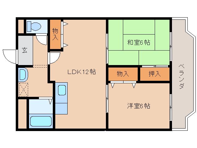 グランシャリオN(2LDK/2階)の間取り写真