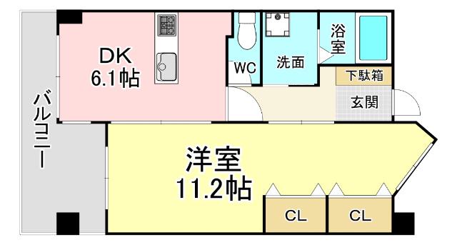 ピュアライフ砂津(1LDK/2階)の間取り写真