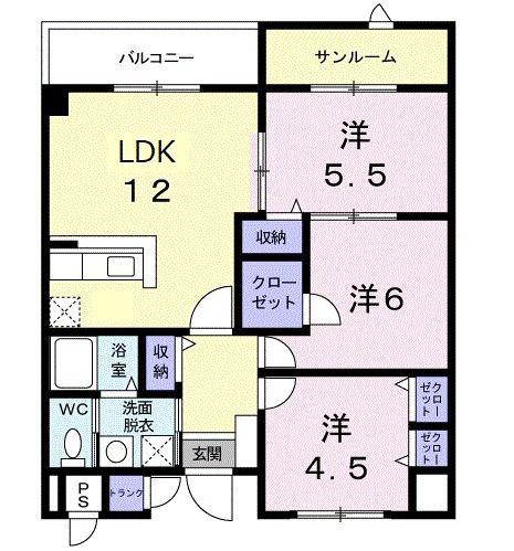 パールヒルズ入江町(3LDK/9階)の間取り写真