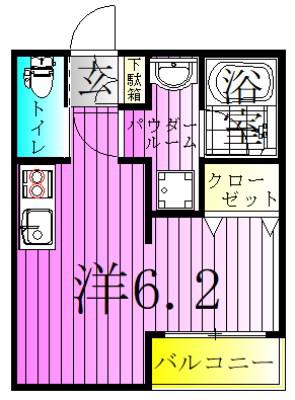 BEAUボウ(ワンルーム/1階)の間取り写真