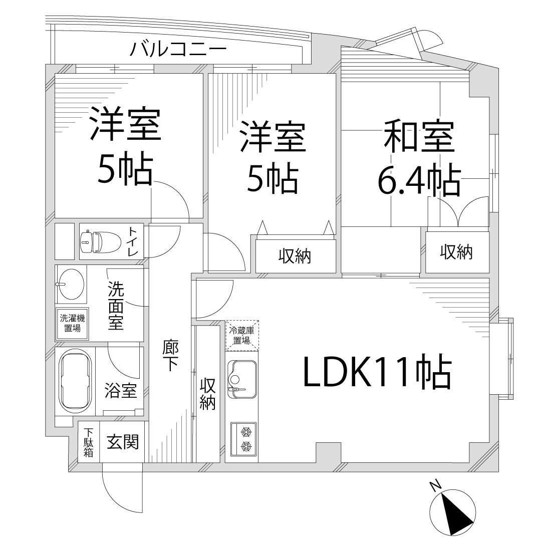 恵美酒Gマンション(3LDK/3階)の間取り写真