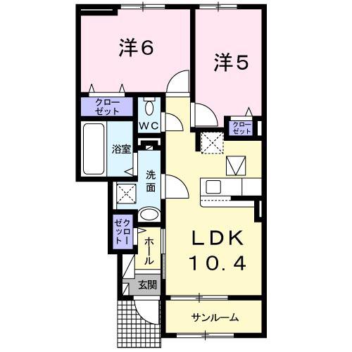 グランシャリオ M(2LDK/1階)の間取り写真