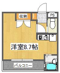 ピュアメゾン阿部(ワンルーム/2階)の間取り写真
