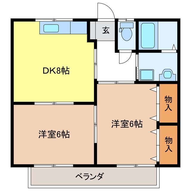 エスポ・ハイム(2DK/2階)の間取り写真
