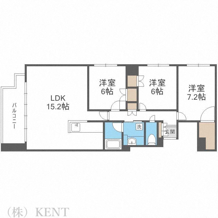 クレステージ宮の森(3LDK/5階)の間取り写真