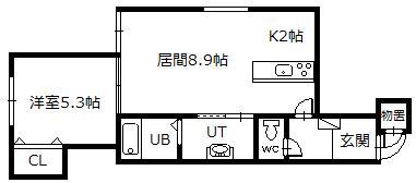 K.E.N(1LDK/2階)の間取り写真