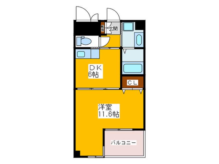 阪神電鉄阪神なんば線 桜川駅(大阪) 徒歩5分 7階建 築23年(1DK/3階)の間取り写真