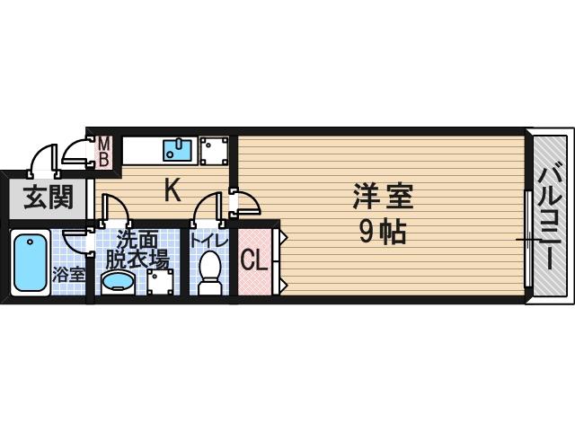バンブーコートII番館(1K/1階)の間取り写真