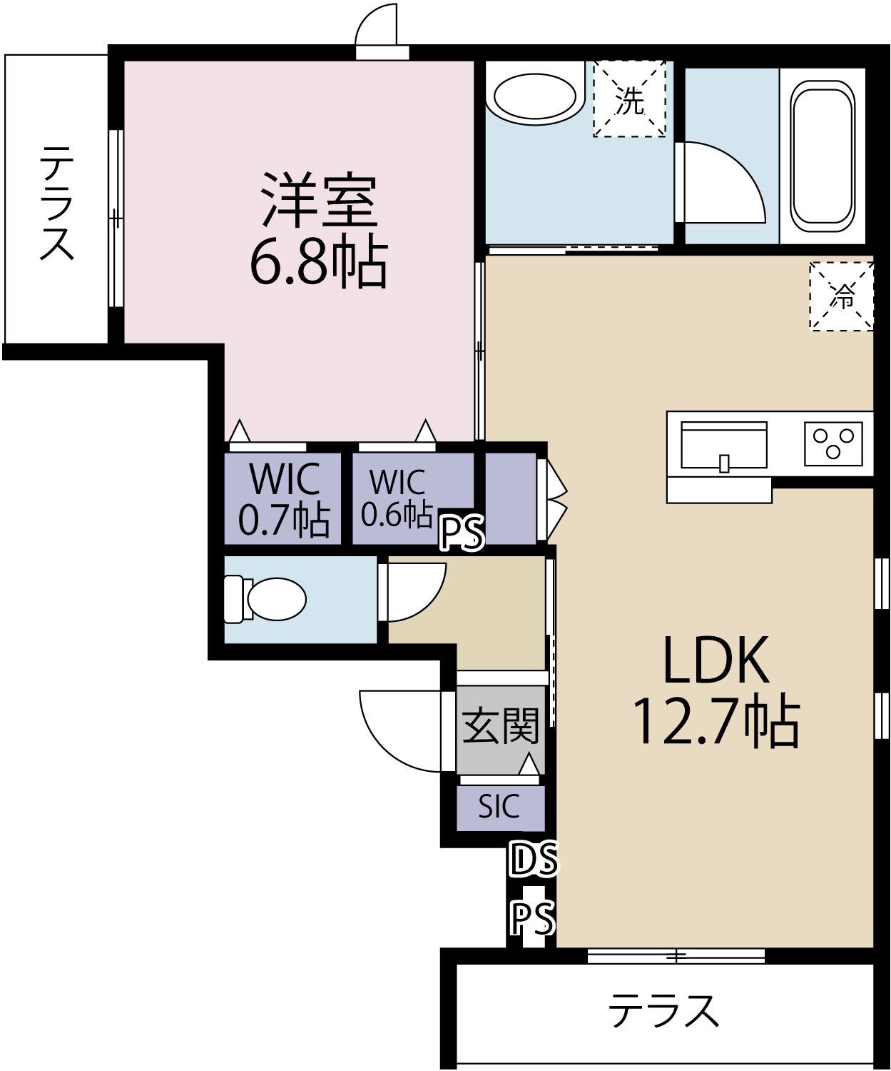 グロワール北新宿(1LDK/1階)の間取り写真