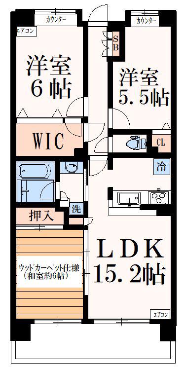 クレストフォルム武蔵野ガーデンコート(3LDK/4階)の間取り写真