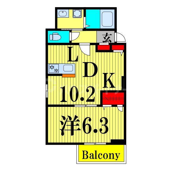 FUKU STAGE(1LDK/3階)の間取り写真