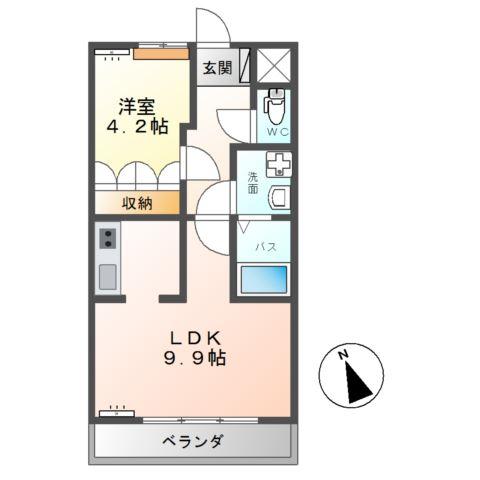 アリュール(1LDK/2階)の間取り写真